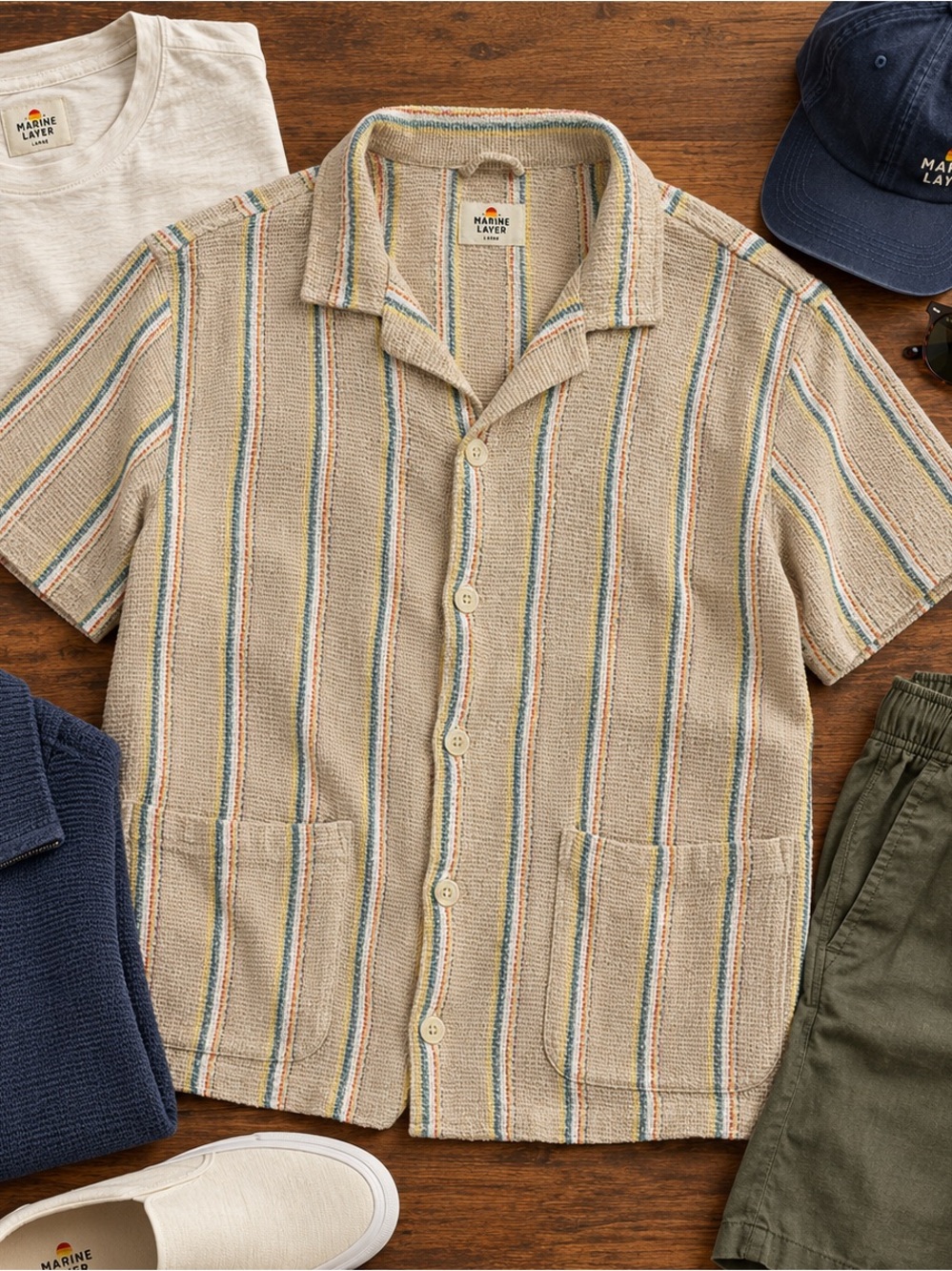 Marine Layer Archive Short Sleeve Diego Camp Shirt Multicolor Size Large